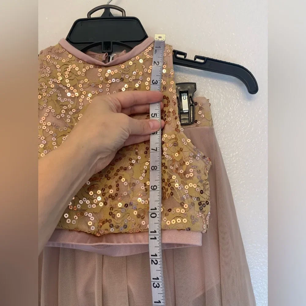 The LineUp Contemporary Lyrical Solo Costume Blush Sequin Lace Mesh Maxi XXS